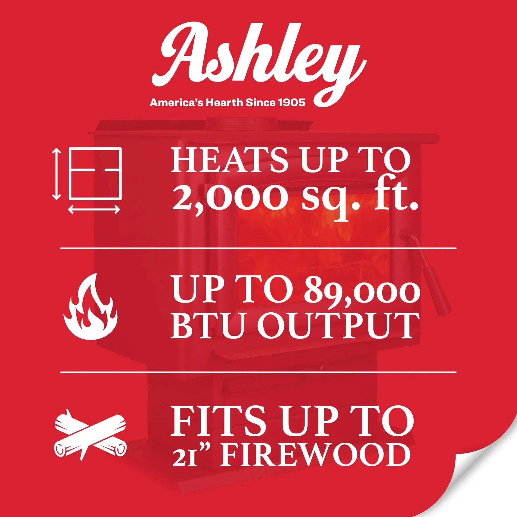 Ashley Hearth AW2020E-P EPA Certified 2,000 sq. ft. Wood Stove New